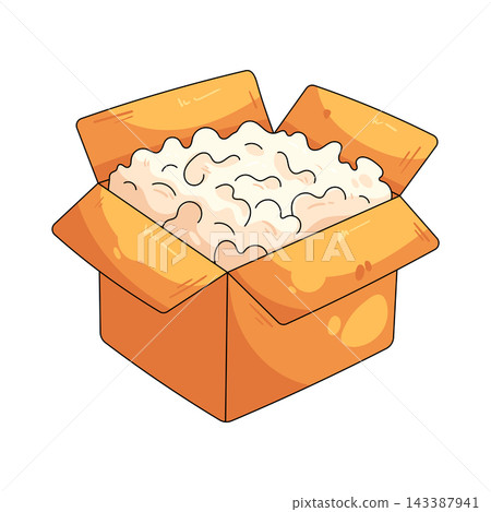 Illustration of cardboard box filled with packing foam Illustration of cardboard box filled with packing foam 143387941