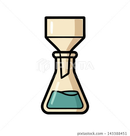 Scientific illustration of a laboratory filtration setup, featuring a funnel and a flask containing blue liquid, symbolizing research and analysis. Scientific illustration of a laboratory filtration setup, featuring a funnel and a flask containing blue liquid, symbolizing research and analysis. 143388451