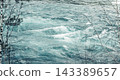 serene river flows through a snowy landscape. The water is clear and reflects the winter scenery, evoking sense of calm and mindfulness. 143389657