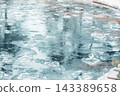 serene river flows through a snowy landscape. The water is clear and reflects the winter scenery, evoking a sense of calm and mindfulness. 143389658