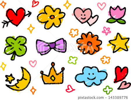 A set of cute, hand-drawn watercolor-style heart illustrations. A set of cute, hand-drawn watercolor-style heart illustrations. 143389776