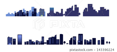 Landscape illustration of the cityscape at night Background illustration Vector material Copy space Landscape illustration of the cityscape at night Background illustration Vector material Copy space 143390224