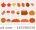 Collection of cute autumn plant illustrations. 143390330