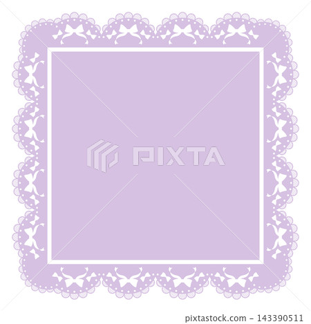 Elegant purple ribbon lace square frame Elegant purple ribbon lace square frame 143390511
