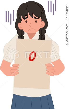 Exam Failure and Disappointed Schoolgirl with Zero Test Score Illustration Exam Failure and Disappointed Schoolgirl with Zero Test Score Illustration 143390943