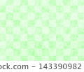 Yellow-green floral pattern and checkered pattern 143390982