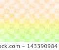 Yellow-green floral pattern and checkered pattern 143390984