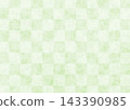 Yellow-green floral pattern and checkered pattern 143390985