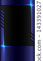 Futuristic dark blue and black geometric frame template with bright neon lens flares for technology and gaming background 143391027