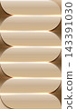 Abstract 3D geometric beige background with warm golden light and layered curved panels modern depth texture, corporate presentation wallpaper template 143391030