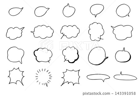 A set of variations of hand-drawn speech bubbles A set of variations of hand-drawn speech bubbles 143391058