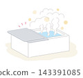 An illustration of filling the bathtub with hot water and warming the bathroom with steam before bathing. 143391085