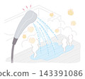 An illustration showing how to prevent heat shock in seniors by pouring hot shower water on the floor before bathing to warm the bathroom. 143391086