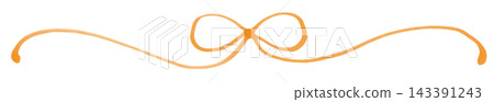 A ribbon-shaped line drawn with a softly blended marker in orange. A ribbon-shaped line drawn with a softly blended marker in orange. 143391243