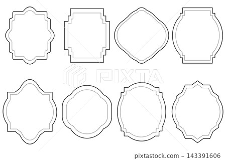 A set of simple monochrome frame line drawings. A set of simple monochrome frame line drawings. 143391606