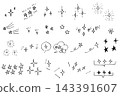 一組單色手繪星星和閃光圖示。 143391607