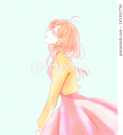 A woman laughing and crying in autumn. A woman laughing and crying in autumn. 143391756