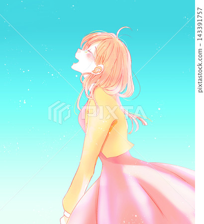 A woman laughing and crying in autumn. A woman laughing and crying in autumn. 143391757