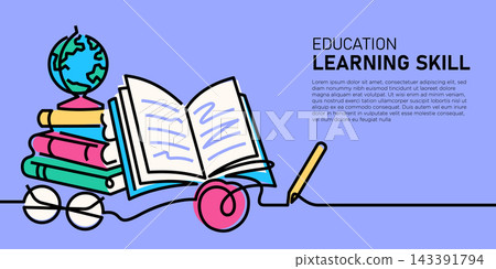 Education element minimalist line illustration banner decorative Education element minimalist line illustration banner decorative 143391794