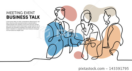 business talking group meeting event one line continuous drawing minimalist art 143391795