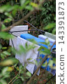 blue scarf tied with string in the grass 143391873