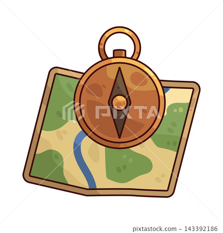 Illustration of Compass on Map Illustration of Compass on Map 143392186