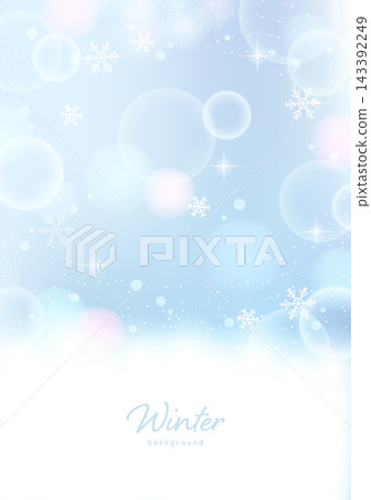 A winter background with pale blue, snowflakes, and shimmering bokeh of light_1 A winter background with pale blue, snowflakes, and shimmering bokeh of light_1 143392249