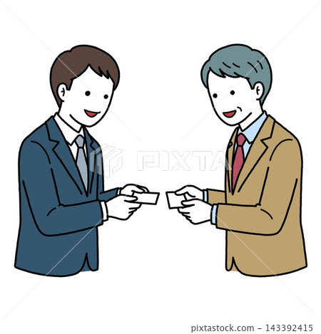 Exchanging business cards between men Exchanging business cards between men 143392415