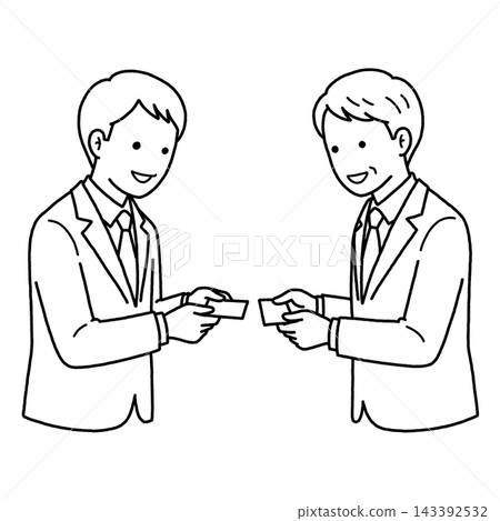 Exchanging business cards between men M Exchanging business cards between men M 143392532