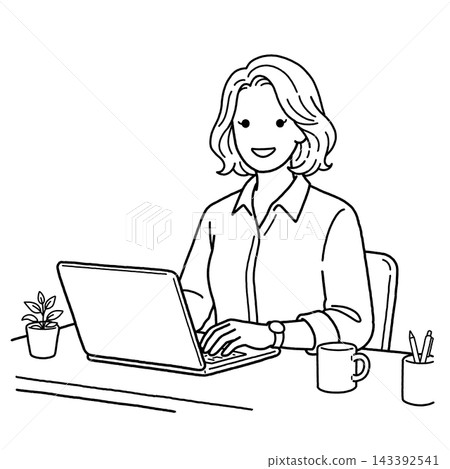 Woman M working on her computer 143392541