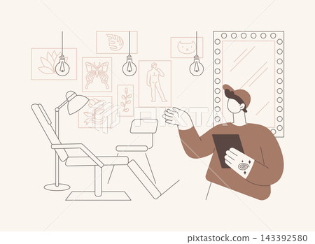 Opening tattoo salon isolated cartoon vector illustrations. Opening tattoo salon isolated cartoon vector illustrations. 143392580