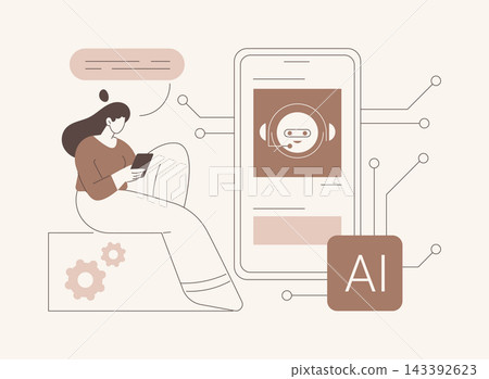 AI-Enhanced Chatbots for Customer Support abstract concept vector illustration. AI-Enhanced Chatbots for Customer Support abstract concept vector illustration. 143392623