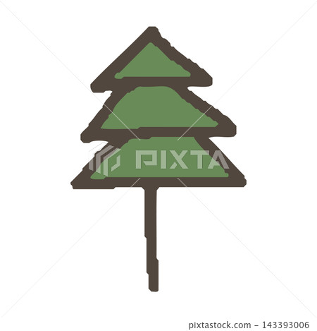 A simple, hand-drawn illustration of a coniferous tree, exuding warmth. 143393006