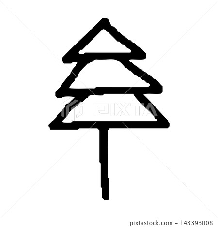 A simple, hand-drawn illustration of a coniferous tree, exuding warmth. A simple, hand-drawn illustration of a coniferous tree, exuding warmth. 143393008
