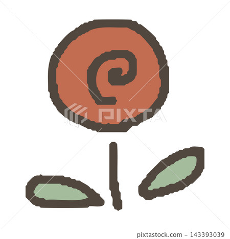 A hand-drawn, stylized illustration of a round flower. A hand-drawn, stylized illustration of a round flower. 143393039