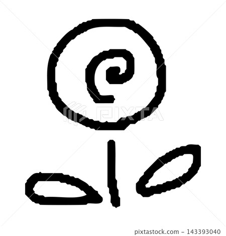 A hand-drawn, stylized illustration of a round flower. A hand-drawn, stylized illustration of a round flower. 143393040