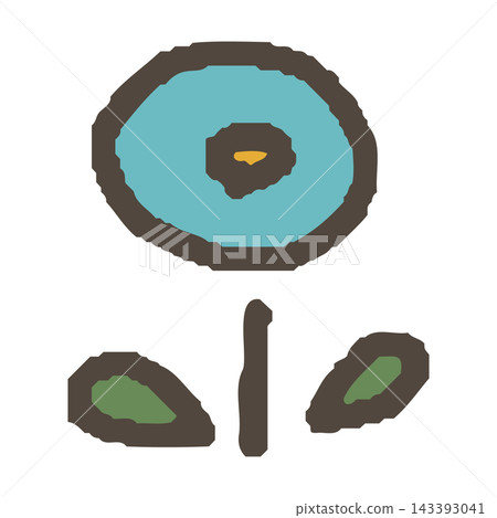 A hand-drawn, stylized illustration of a round flower. 143393041