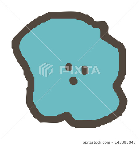 A hand-drawn, Scandinavian-style illustration of a blue flower. 143393045