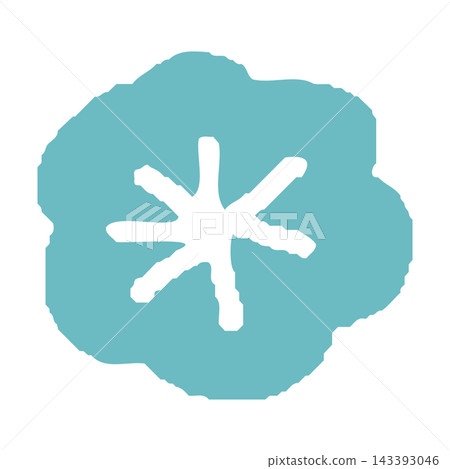 A hand-drawn, Scandinavian-style illustration of a blue flower. 143393046