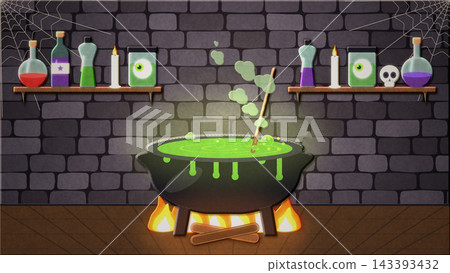 Cauldron Bubble Halloween cartoon style background Cauldron Bubble Halloween cartoon style background 143393432