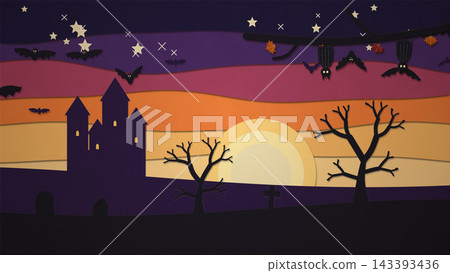 Bat Flight Halloween cartoon style background Bat Flight Halloween cartoon style background 143393436
