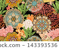 Colorful seamless marine pattern with corals 143393536