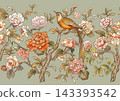 chinoiserie pattern with birds 143393542