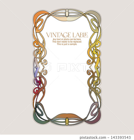 Elegant Art Nouveau frames with swirling floral motifs Elegant Art Nouveau frames with swirling floral motifs 143393543
