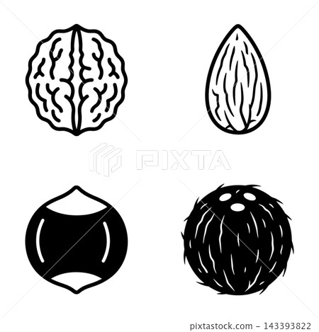 Four different types of nuts illustration Four different types of nuts illustration 143393822