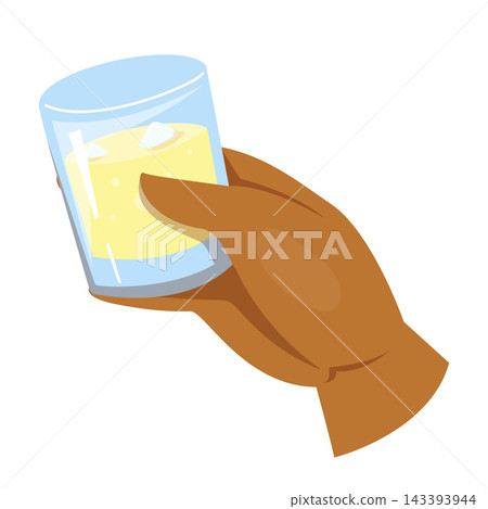 Hand holding whiskey glass vector isolated 143393944