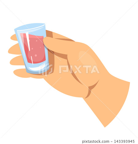Hand holding alcohol shot vector isolated Hand holding alcohol shot vector isolated 143393945