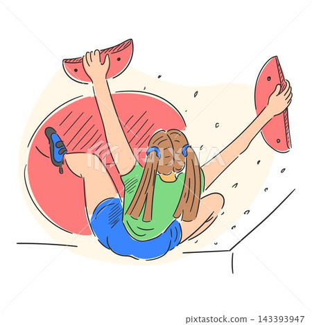 Female athlete climbing indoor bouldering 143393947