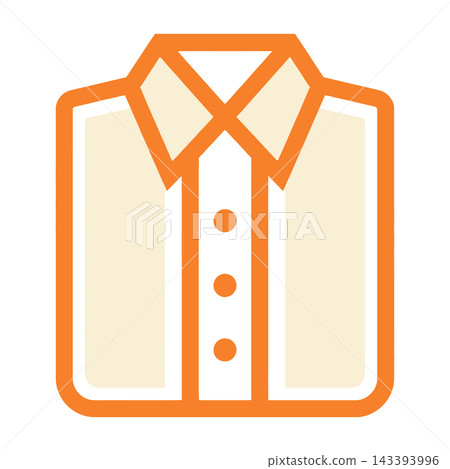 Orange and white collared shirt icon graphic Orange and white collared shirt icon graphic 143393996