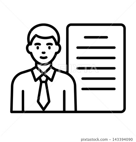 Business Professional With Resume Document Icon On White Background 143394090